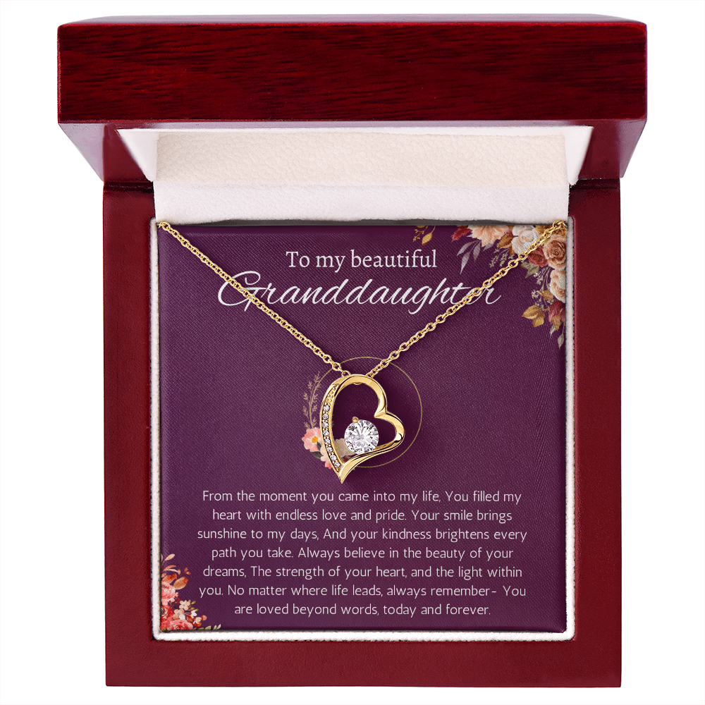 Granddaughter Gift Necklace for Birthday Christmas, Valentines, Mothers Day, Graduation Jewelry from Grandpa Grandma forever Love