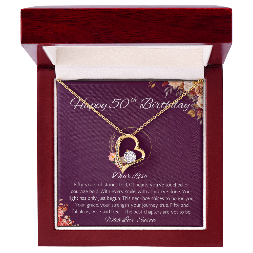 50th Birthday Gift for Women, Personalized 50th Birthday Forever Love Gift Necklace, Fiftieth Birthday Gift Jewelry for Women, Mom, Wife, Sister