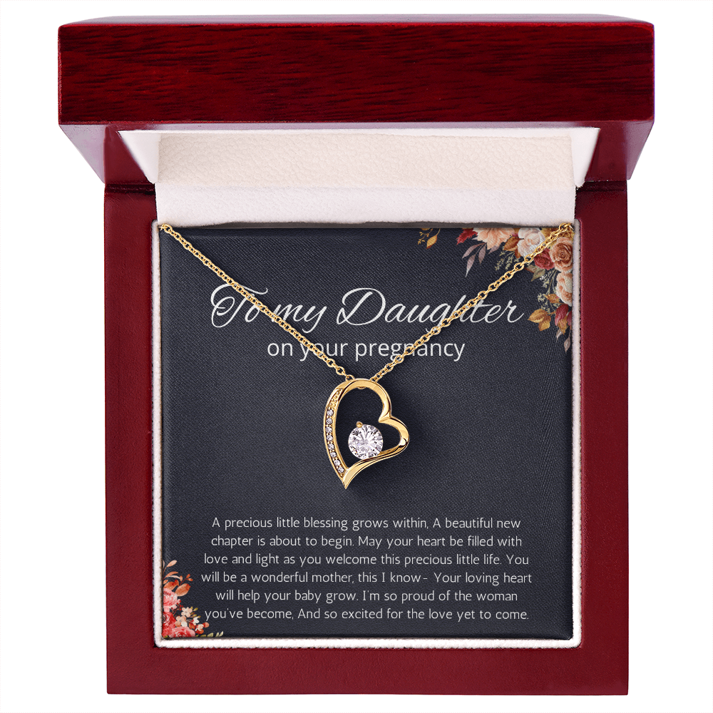 Daughter Pregnancy Gift for Baby Shower Necklace, Mom to be Jewelry Pregnant Daughter Gift from Mom Forever Love