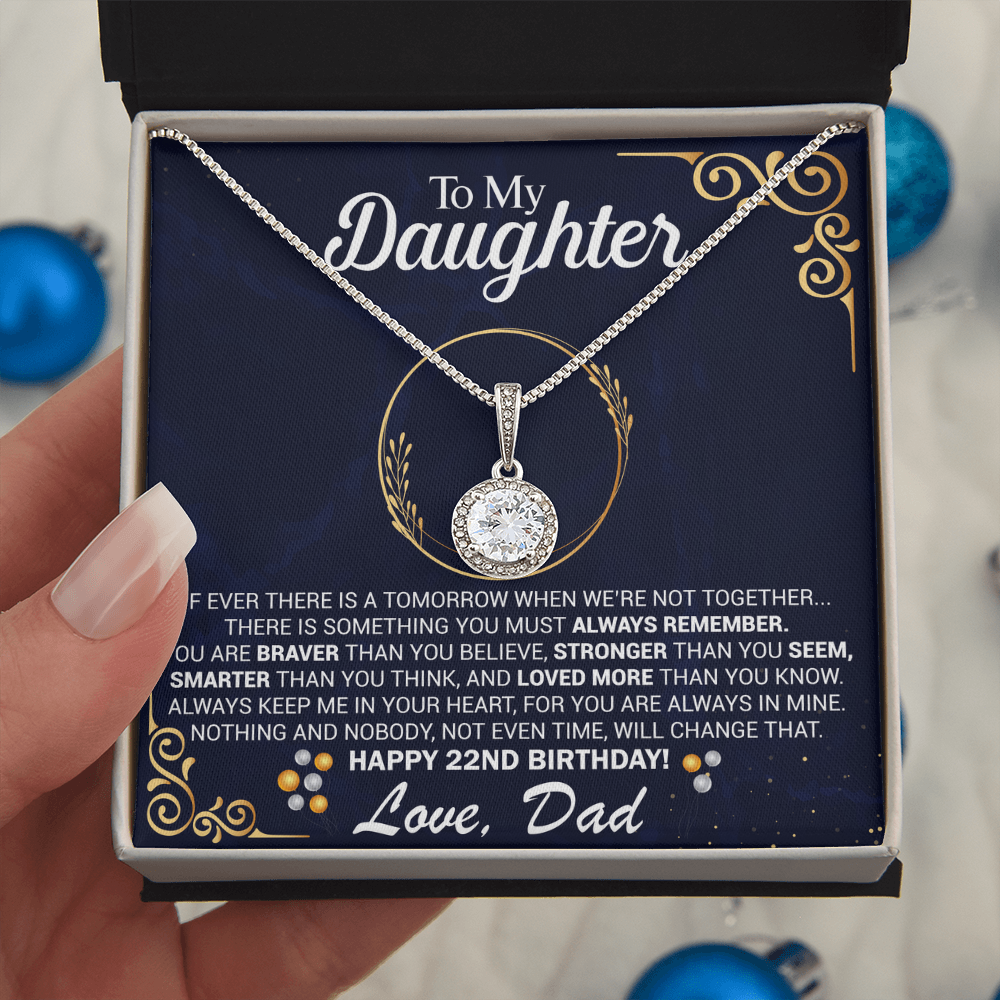 To My Daughter 22nd Birthday Gift from Dad Eternal Hope Pendant with Message Card Keepsake from Father Present