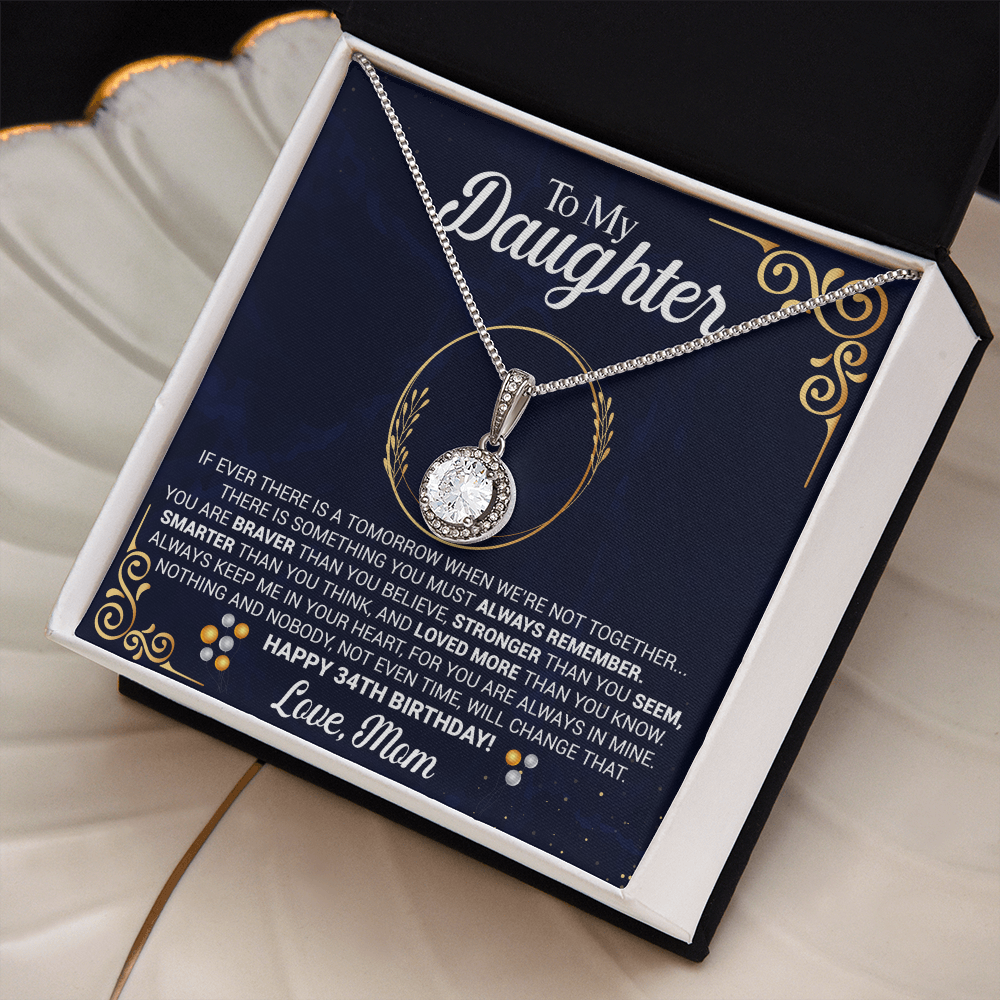 To My Daughter 34th Birthday Gift from Mom Eternal Hope Pendant with Message Card Keepsake from Mother Present