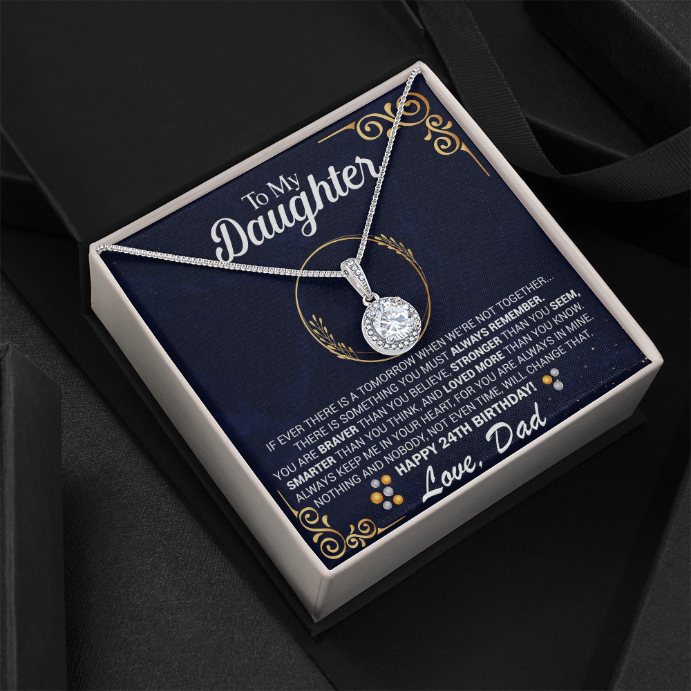 To My Daughter 24th Birthday Gift from Dad Eternal Hope Pendant with Message Card Keepsake from Father Present
