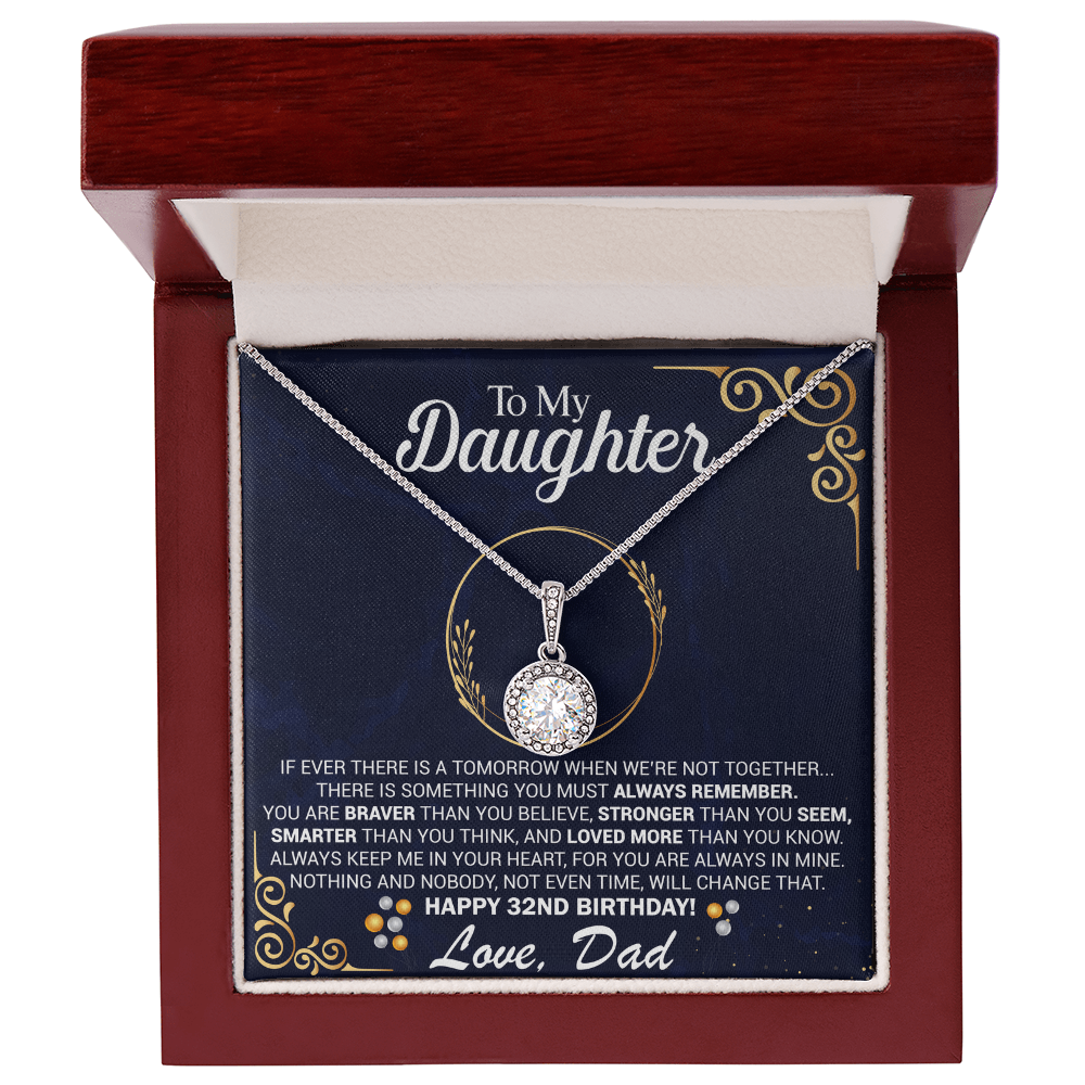 To My Daughter 32nd  Birthday Gift from Dad Eternal Hope Pendant with Message Card Keepsake from Father Present