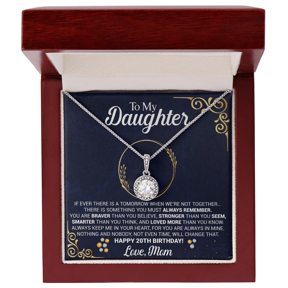 To My Daughter 20th Birthday Gift from Mom Eternal Hope Pendant with Message Card Keepsake from Mother Present