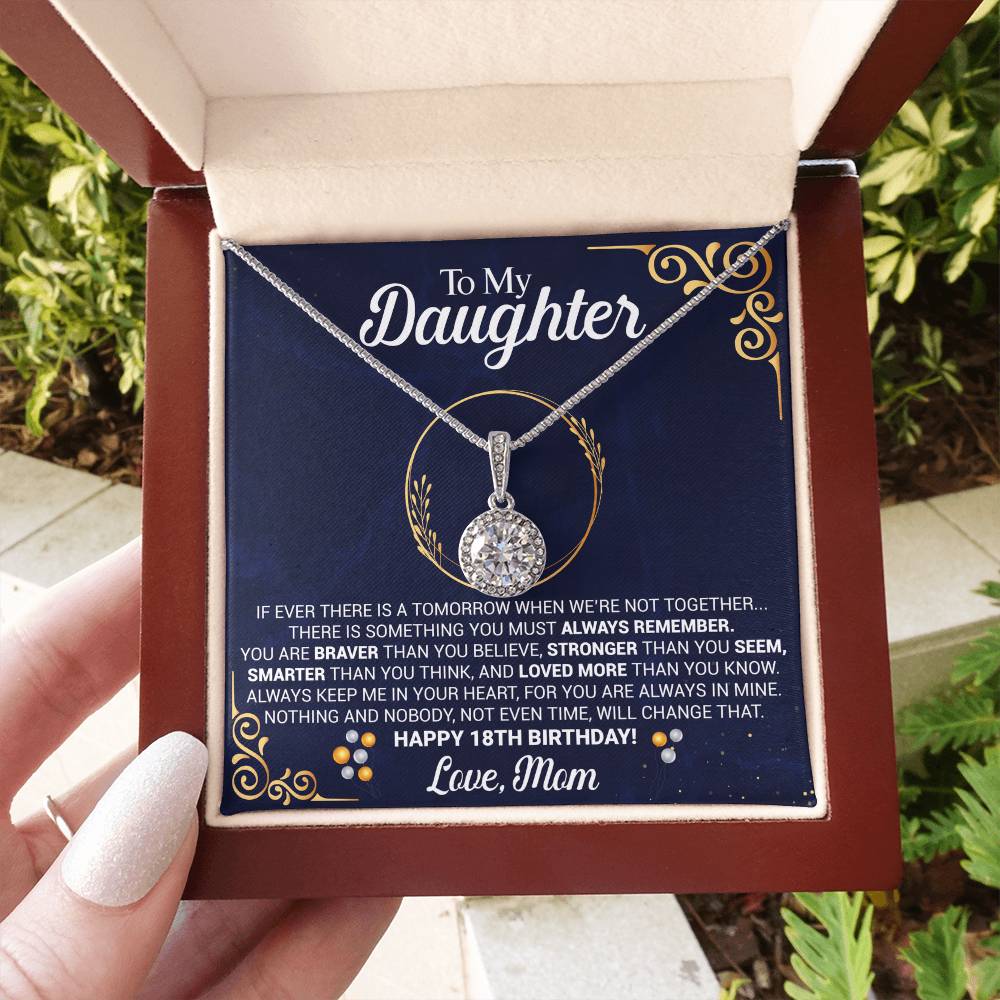To My Daughter 18th Birthday Gift from Mom Eternal Hope Pendant with Message Card Keepsake from Mother Present