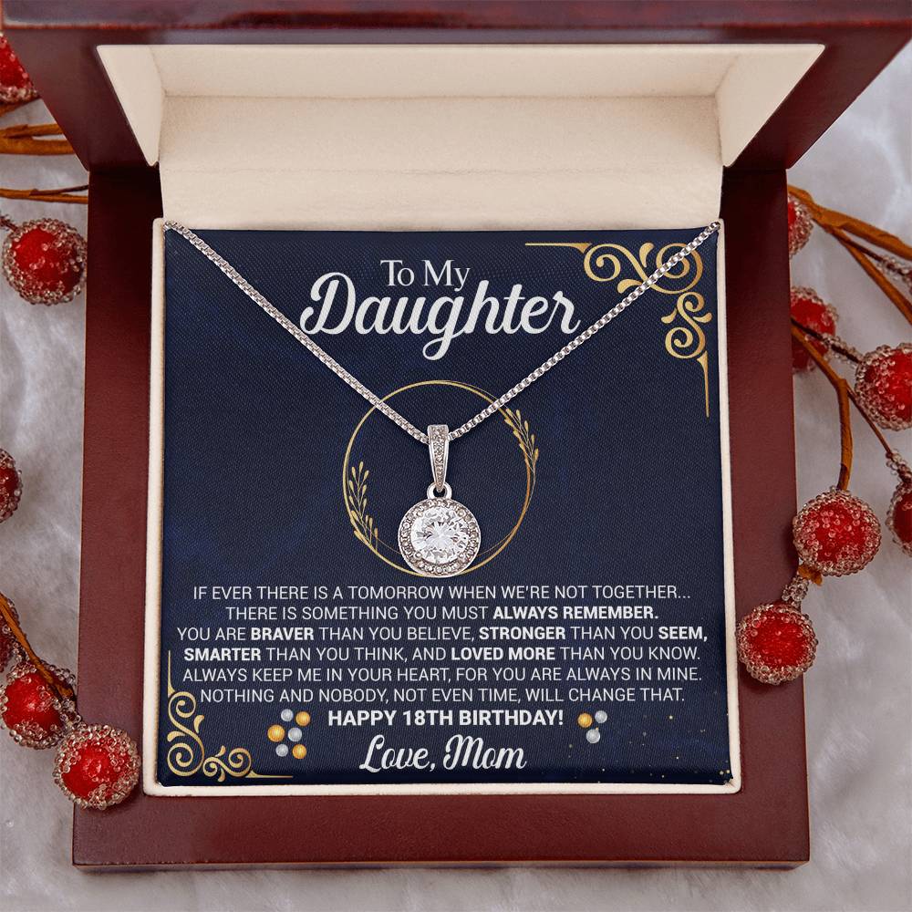 To My Daughter 18th Birthday Gift from Mom Eternal Hope Pendant with Message Card Keepsake from Mother Present