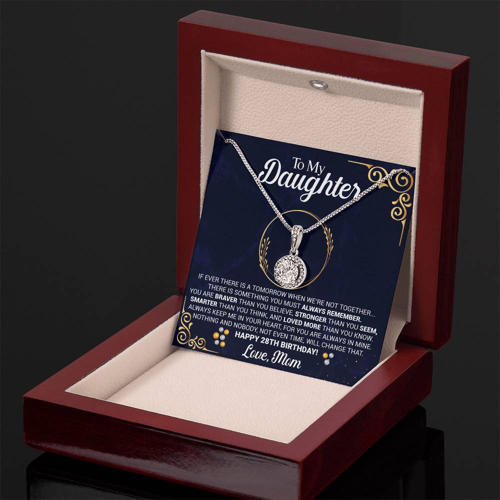 To My Daughter 28th Birthday Gift from Mom Eternal Hope Pendant with Message Card Keepsake from Mother Present