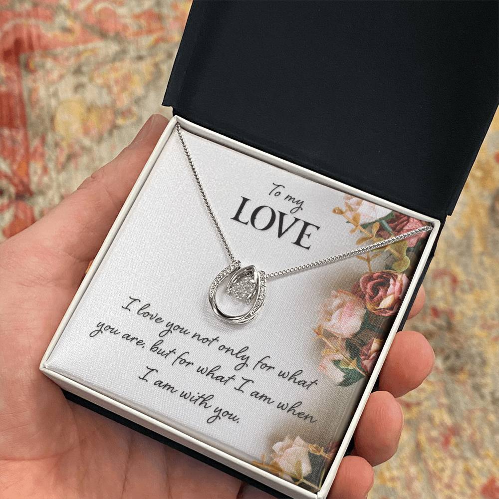 To My Love Gift Necklace, Lucky In Love Gift Necklace For Girlfriend, Wife, Mom, Birthday, Anniversary Gift For Soulmate, Gift Jewelry