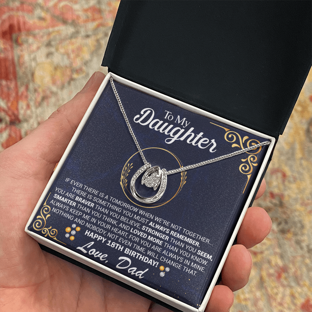 18th Birthday Daughter Gift Necklace, Gift From Dad, Lucky in Love Jewelry For 18th Birthday teen Girl, Gift for 18th Year Old Daughter from Father jewelry