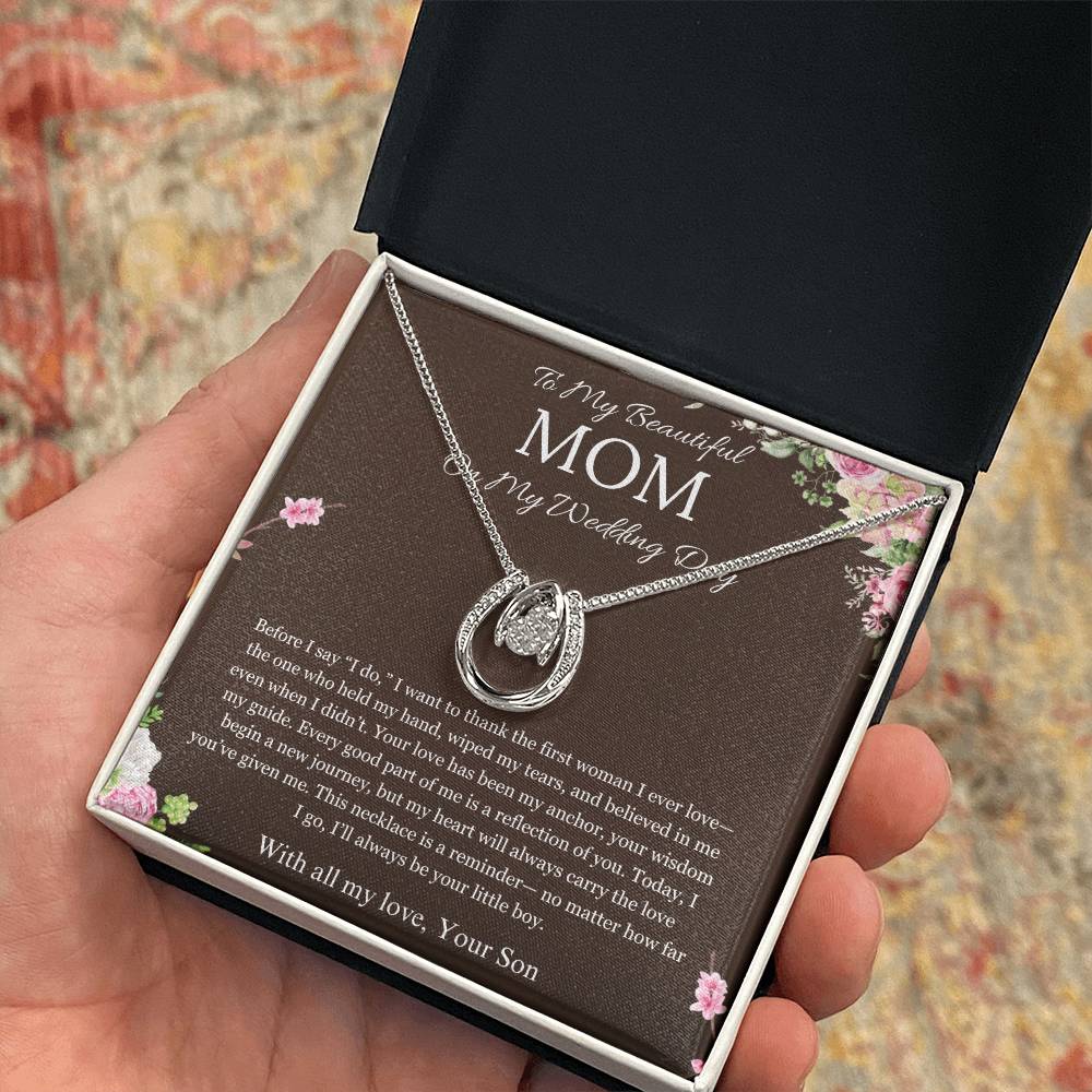 Mother of the Groom Gift From Son To Mom Gift Lucky In Love Wedding Gift Necklace Groom to Mother Son to Mother Gift For Wedding