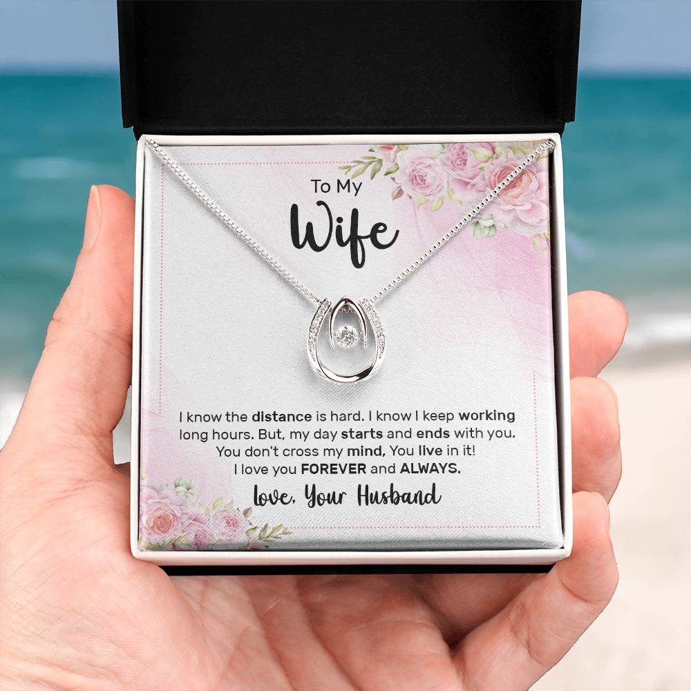 To My Wife Birthday Lucky In Love Gift Necklace, Anniversary Gift Necklace For Wife, Soulmate Valentines Day Gift From Husband Jewelry