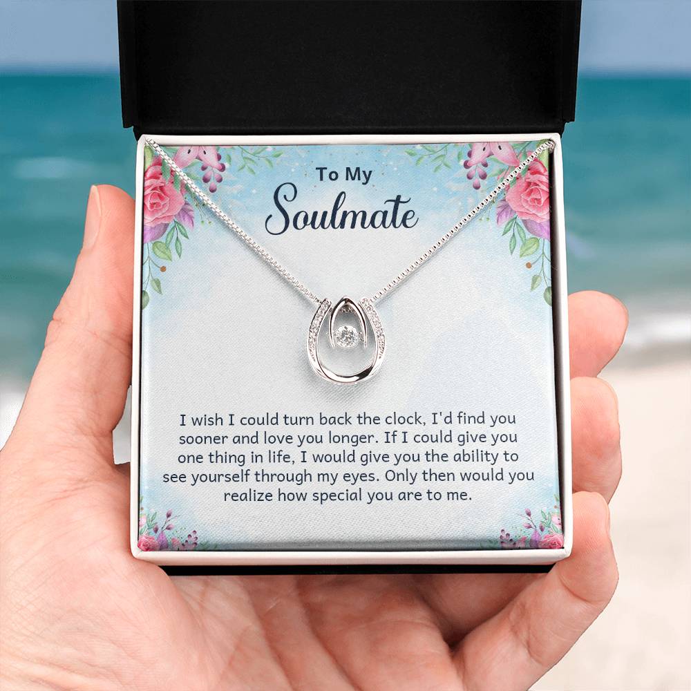 To My Soulmate Birthday Gift Necklace, Lucky In Love Necklace For Girlfriend, Wife, Soulmate, Anniversary Gift Necklace, Valentines Day Gift