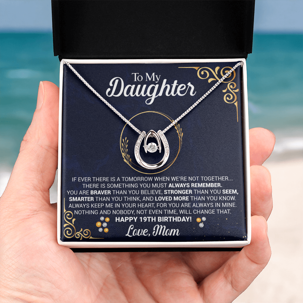 19th Birthday Daughter Gift Necklace, Gift From Mom, Lucky in Love Necklace For 19th Birthday teen Girl, Gift for 19th Year Old Daughter from Mother jewelry