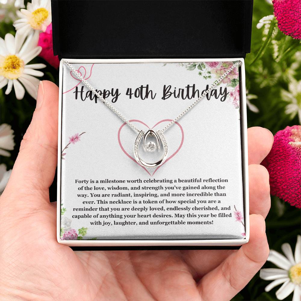 40th Birthday for Her Gift, 40th Birthday Gift for Her, Fortieth Birthday Gift for Woman Friend, Lucky in Love Necklace for 40th Birthday wife