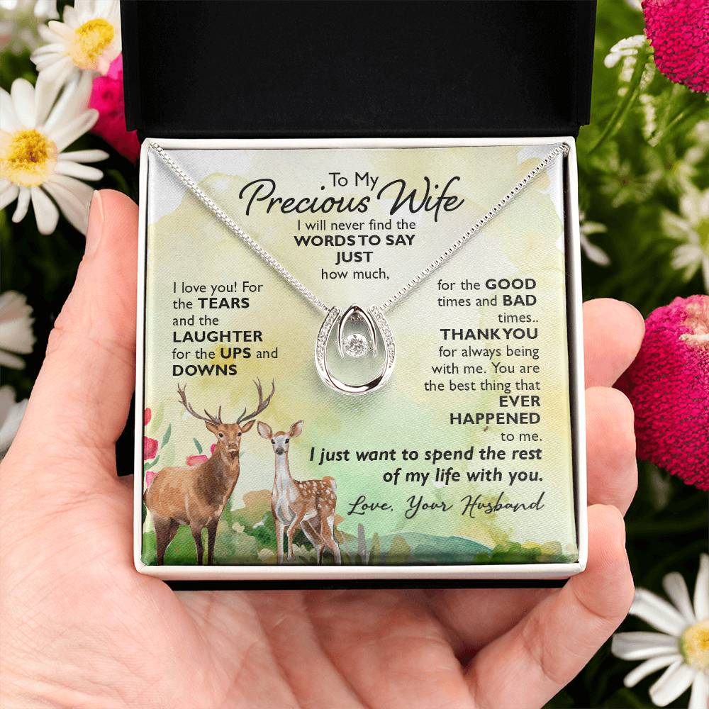 To My Precious Wife Gift Necklace for Birthday Lucky In Love Necklace, Anniversary Gift Jewelry For Wife, Soulmate From Husband, Valentines Day