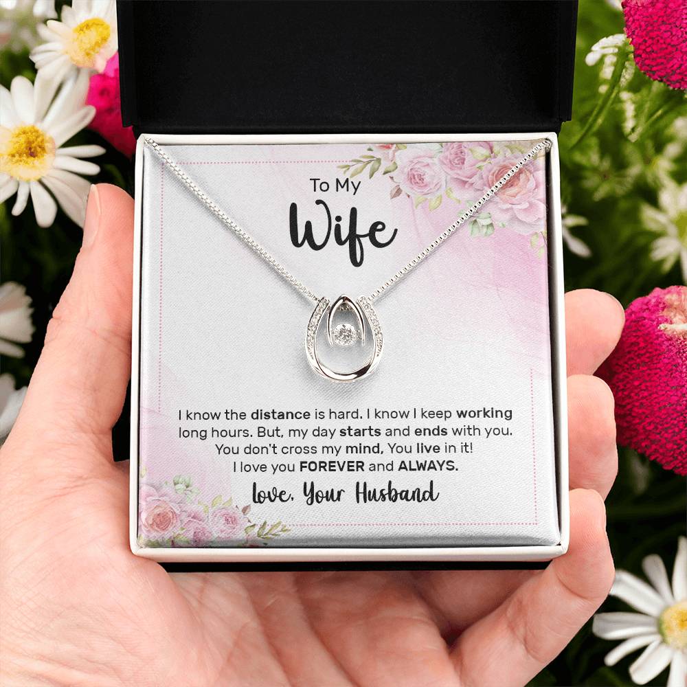 To My Wife Birthday Lucky In Love Gift Necklace, Anniversary Gift Necklace For Wife, Soulmate Valentines Day Gift From Husband Jewelry