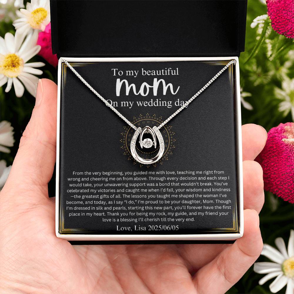 Mother of the Bride Gift from Daughter Mother of the Bride Necklace, Wedding Day Gift, Mom of Bride, Lucky in Love Necklace, Necklace From Bride