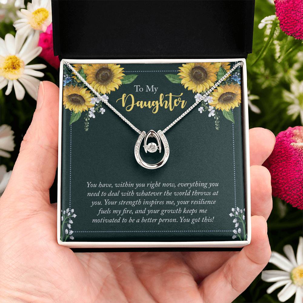 Daughter Gift Necklace, Birthday Gift Necklace, Motivation Gift, From Dad, Mom, Graduation Gift, Lucky In Love Necklace For Daughter, Christmas Gift