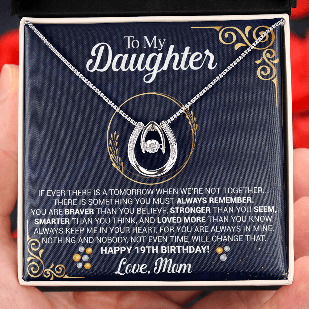 19th Birthday Daughter Gift Necklace, Gift From Mom, Lucky in Love Necklace For 19th Birthday teen Girl, Gift for 19th Year Old Daughter from Mother jewelry