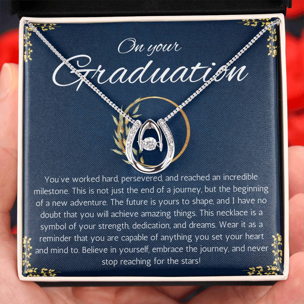 College Graduation Gift For Her, Phd Graduation Gift Necklace for Daughter, Lucky In Love Necklace for Graduation, High School Graduation Gift Necklace