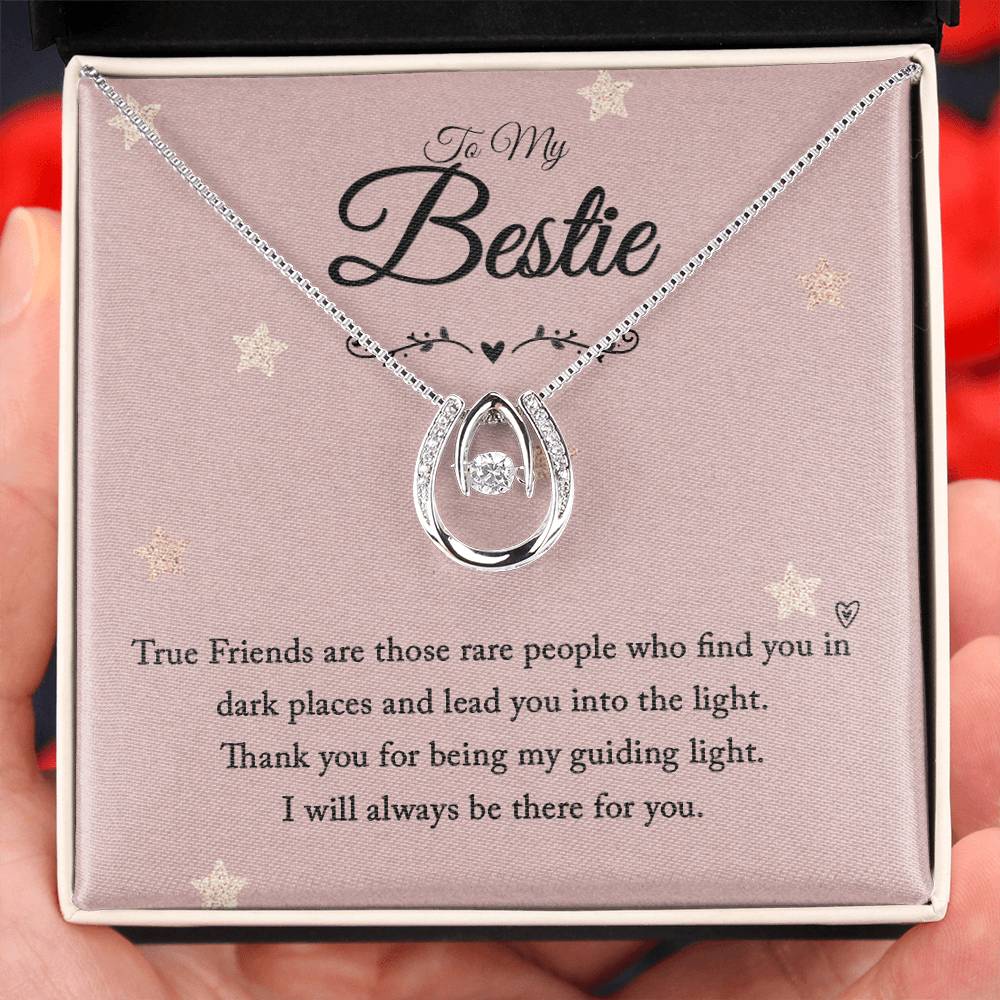 To my bestie-True Friends Gift Necklace For BFF, Bestie Gift Necklace Lucky In Love Necklace, Best Friend Gift Necklace for Birthday, Christmas