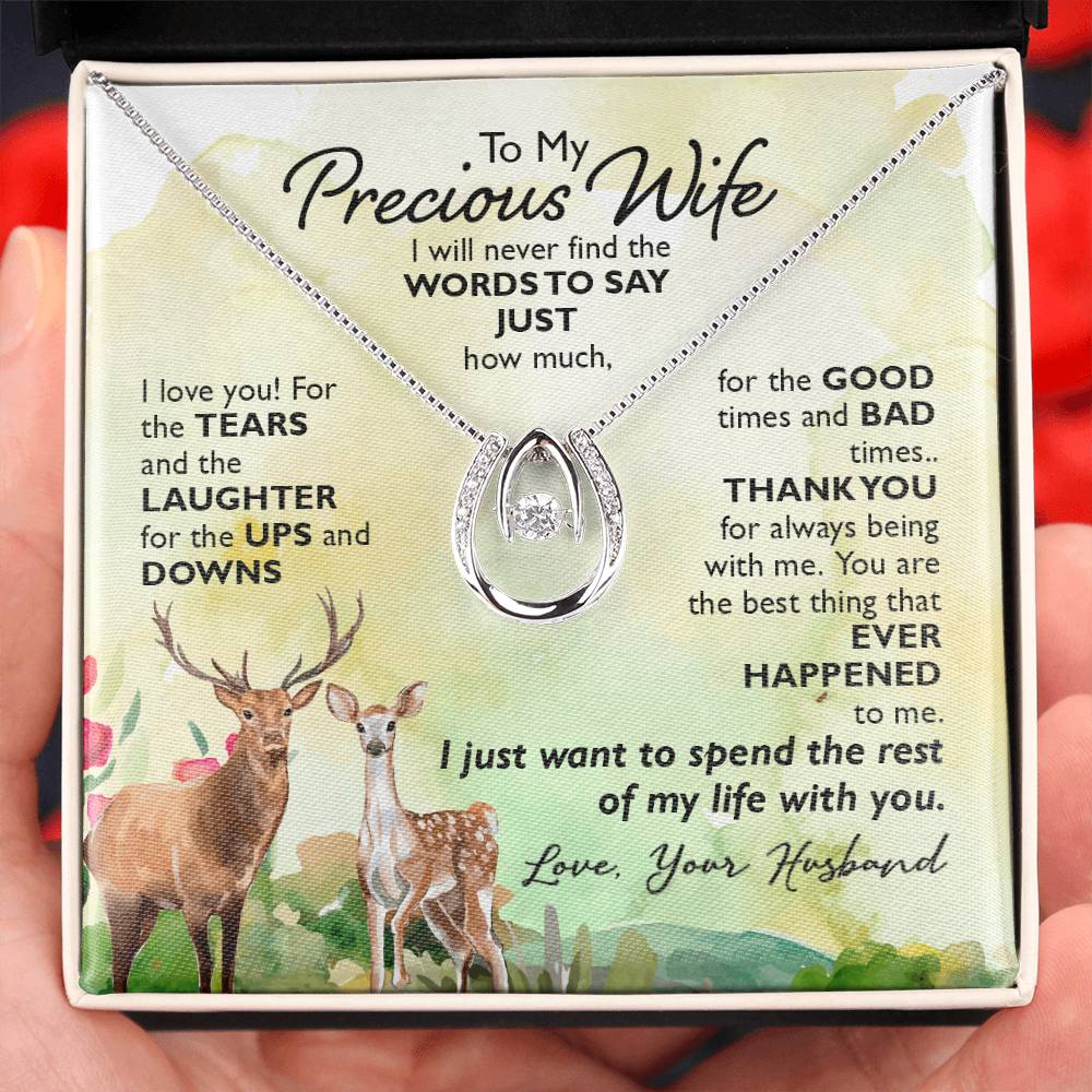 To My Precious Wife Gift Necklace for Birthday Lucky In Love Necklace, Anniversary Gift Jewelry For Wife, Soulmate From Husband, Valentines Day