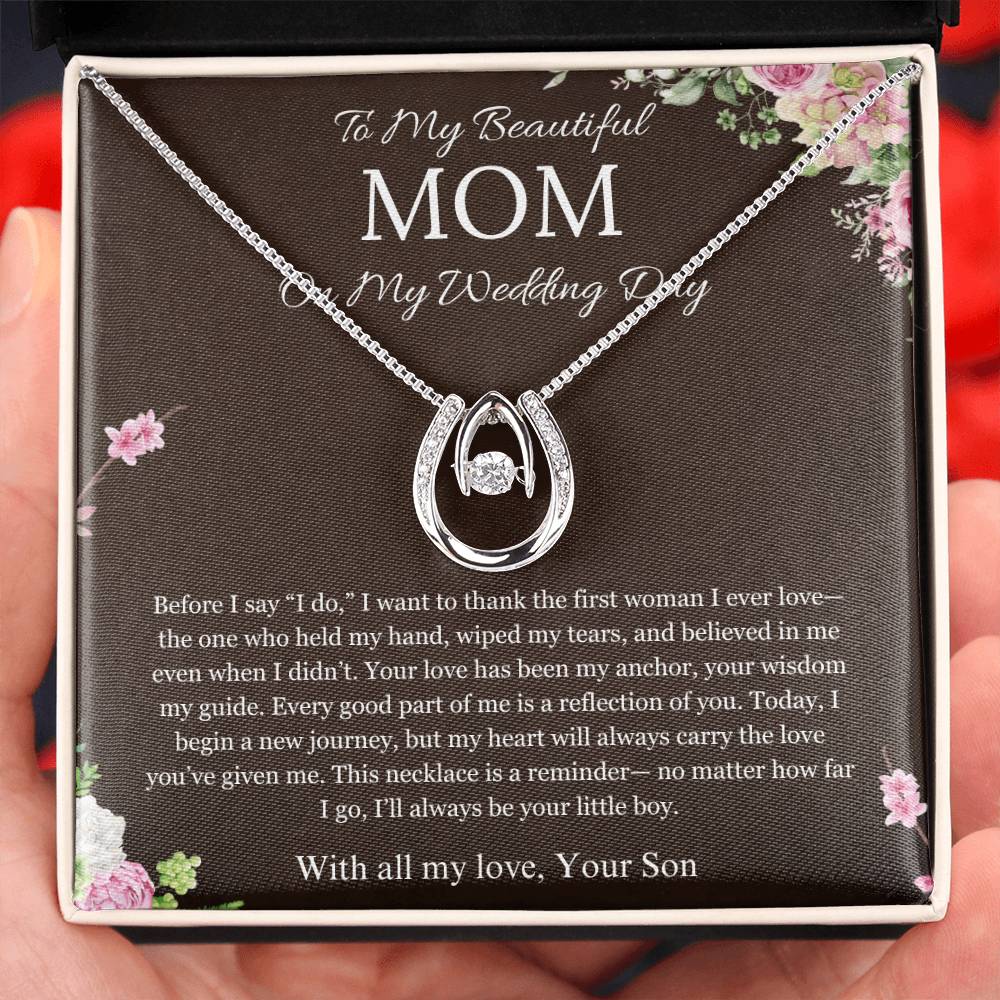 Mother of the Groom Gift From Son To Mom Gift Lucky In Love Wedding Gift Necklace Groom to Mother Son to Mother Gift For Wedding