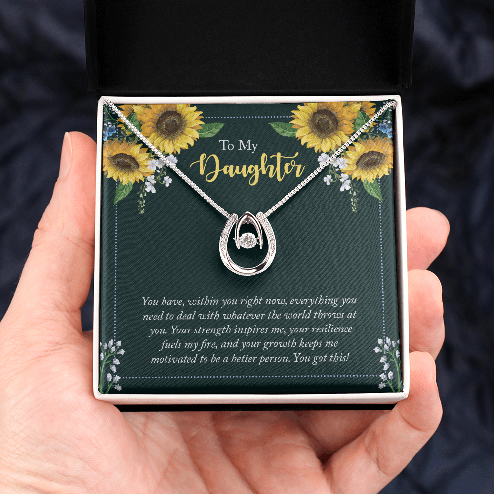 Daughter Gift Necklace, Birthday Gift Necklace, Motivation Gift, From Dad, Mom, Graduation Gift, Lucky In Love Necklace For Daughter, Christmas Gift