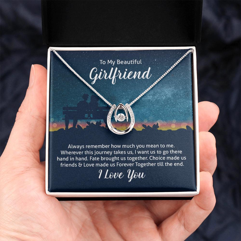 To My Beautiful Girlfriend Gift Necklace, Birthday Gift, Valentines Day, Christmas, Gift Jewelry, Lucky In Love Necklace for Soulmate