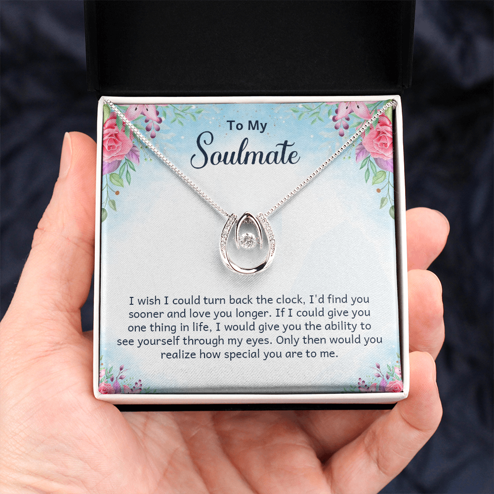 To My Soulmate Birthday Gift Necklace, Lucky In Love Necklace For Girlfriend, Wife, Soulmate, Anniversary Gift Necklace, Valentines Day Gift