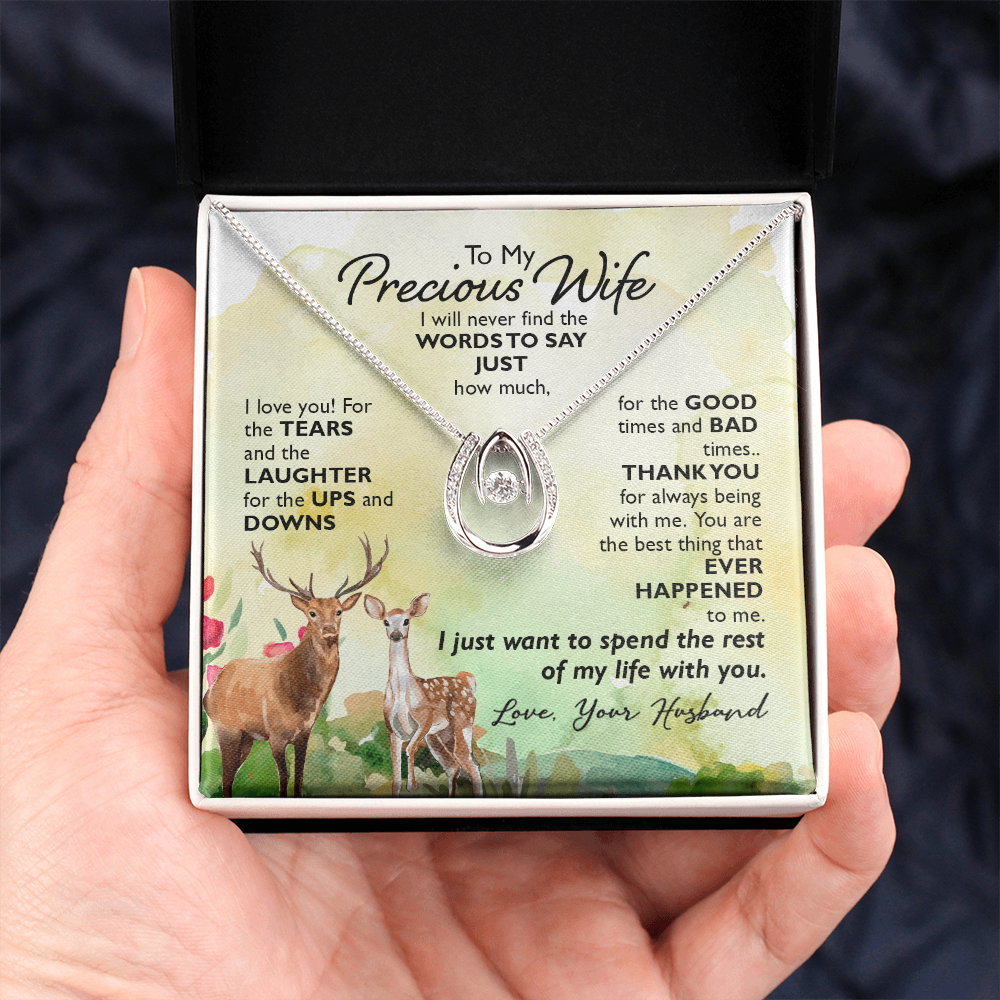 To My Precious Wife Gift Necklace for Birthday Lucky In Love Necklace, Anniversary Gift Jewelry For Wife, Soulmate From Husband, Valentines Day