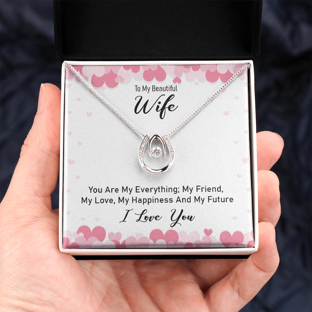 To My Beautiful Wife Lucky In Love Gift Necklace For Anniversary, Birthday Gift Necklace For Wife, Gift From Husband, Birthday Gift Jewelry