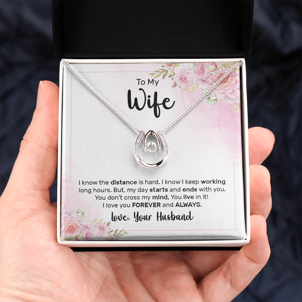 To My Wife Birthday Lucky In Love Gift Necklace, Anniversary Gift Necklace For Wife, Soulmate Valentines Day Gift From Husband Jewelry