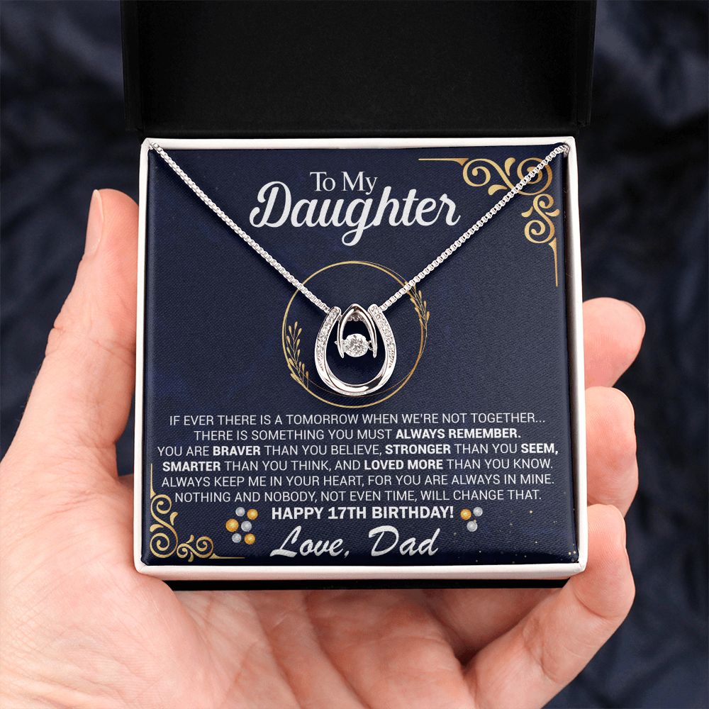 17th Birthday Daughter Gift Necklace, Gift From Dad, Lucky in Love Jewelry For 17th Birthday teen Girl, Gift for 17th Year Old Daughter from Father jewelry