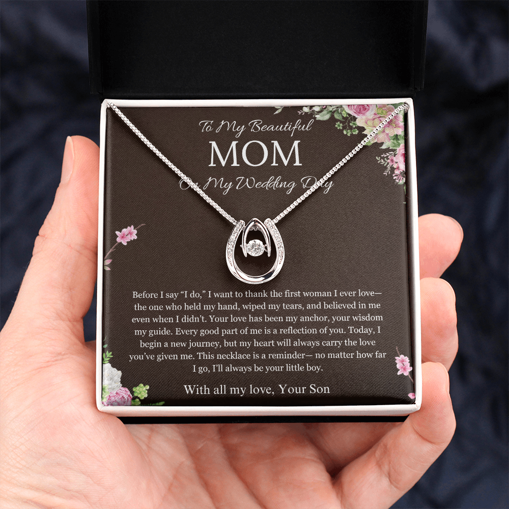 Mother of the Groom Gift From Son To Mom Gift Lucky In Love Wedding Gift Necklace Groom to Mother Son to Mother Gift For Wedding