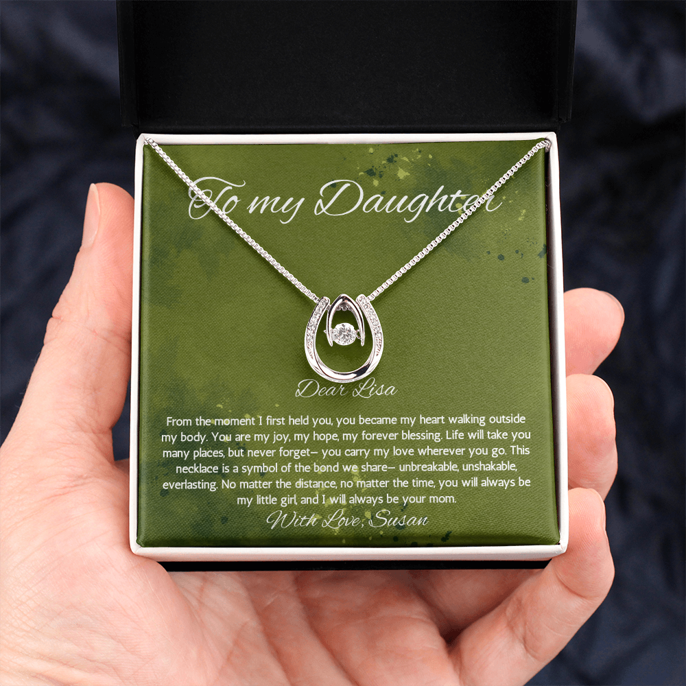 Daughter Gift Necklace form mom Birthday Graduation Gift from Mother Jewelry Gift From Mother Personalized Lucky in Love Necklace Present