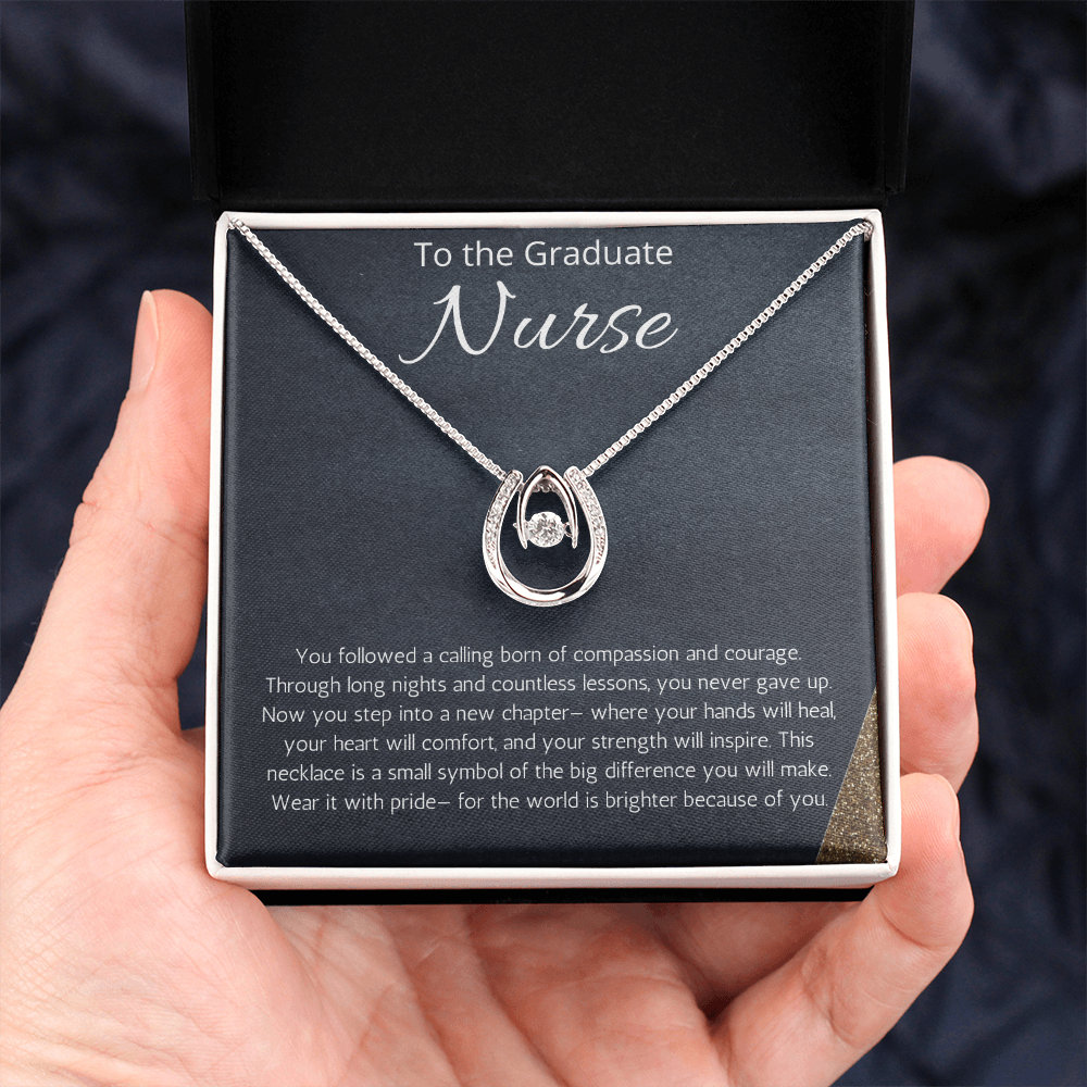 Nurse Graduation Gift, RN Necklace, Nursing Medical Graduate Student Present, Lucky In Love Jewelry
