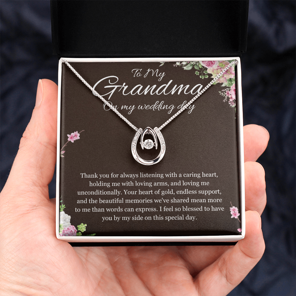 Grandmother of the Bride Gift Necklace Gift to Grandma on Wedding Day Bride Jewelry Lucky  Love Present