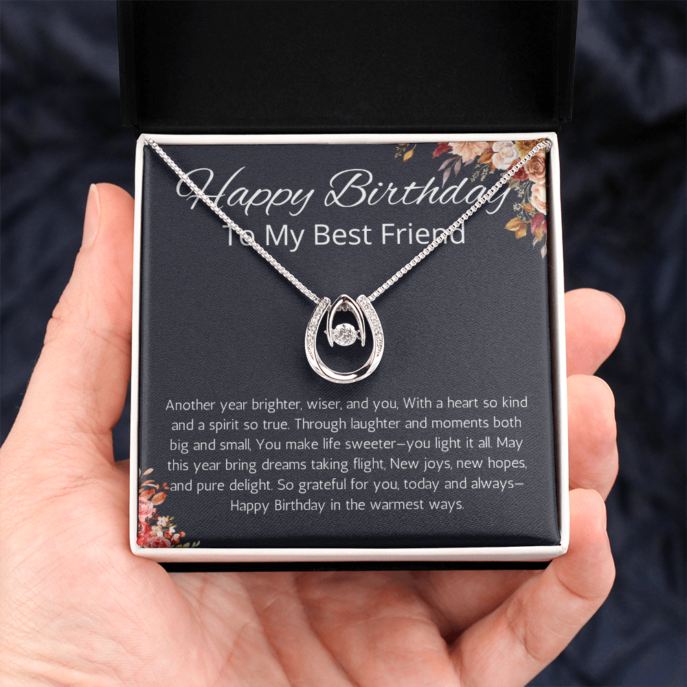 Birthday Gifts for Best Friend Gift Necklace, Birthday Gift Jewelry for BFF, Happy Birthday Friend, Lucky In Love Necklace Friend