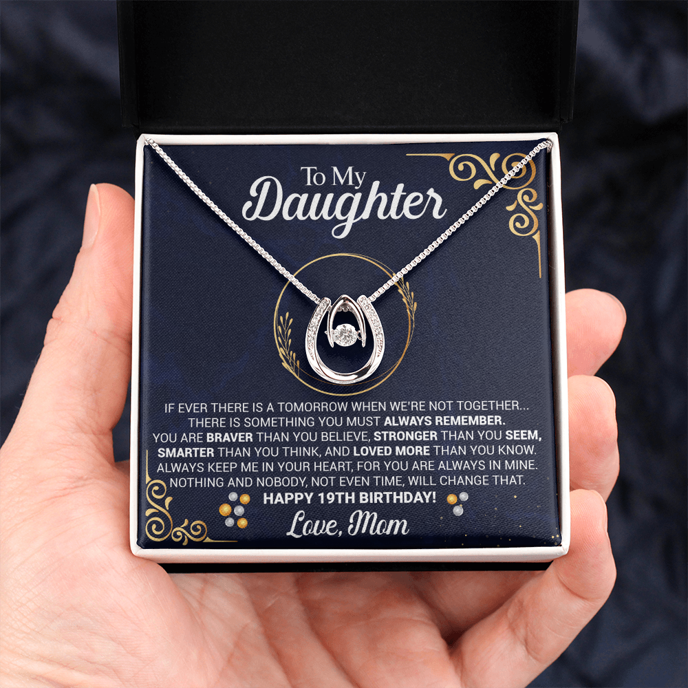 19th Birthday Daughter Gift Necklace, Gift From Mom, Lucky in Love Necklace For 19th Birthday teen Girl, Gift for 19th Year Old Daughter from Mother jewelry