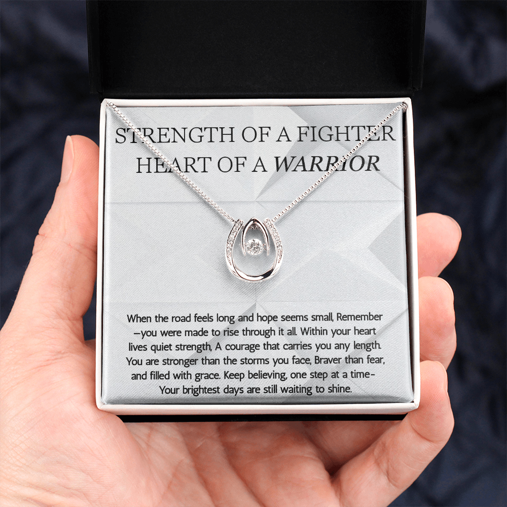 Warrior Lucky in Love Necklace, Strength of a Fighter Jewelry, Encouragement Gift