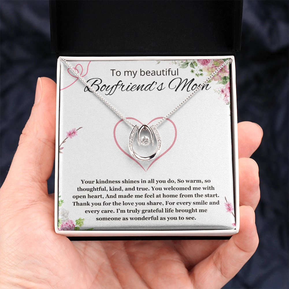 Boyfriends Mom Gift for Boyfriend's Mom, To My Boyfriends Mom Necklace Christmas, Mother's Day Birthday Lucky in Love Jewelry