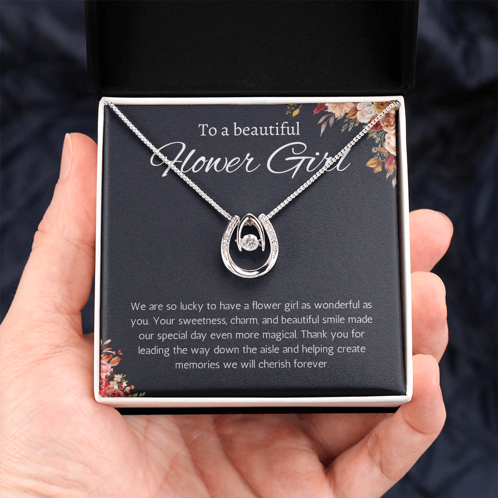 Flower Girl Gift Necklace Flower Girl Thank You Gift Flower Girl Wedding Gift Wedding Bridal Party Lucky in Love Jewelry