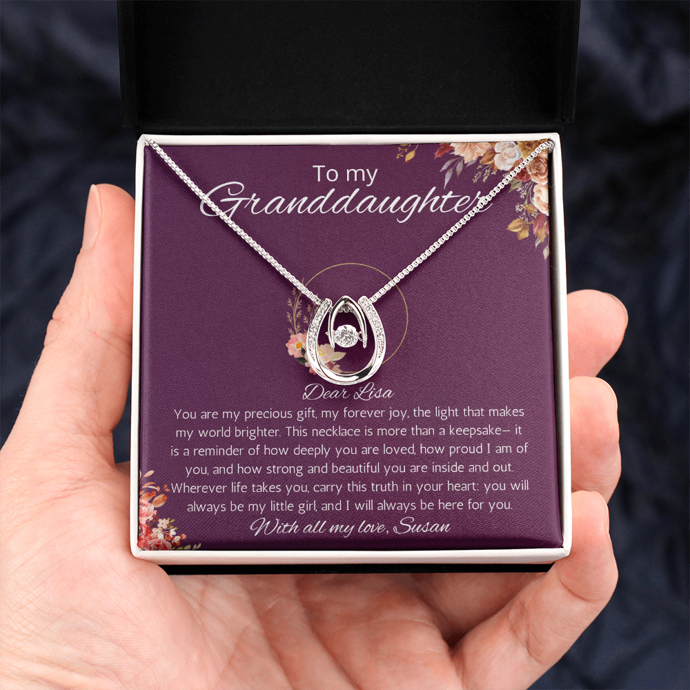 Granddaughter Gift Necklace from Grandma Grandpa Gift Personalized Birthday Christmas Graduation Gift Lucky in Love necklace