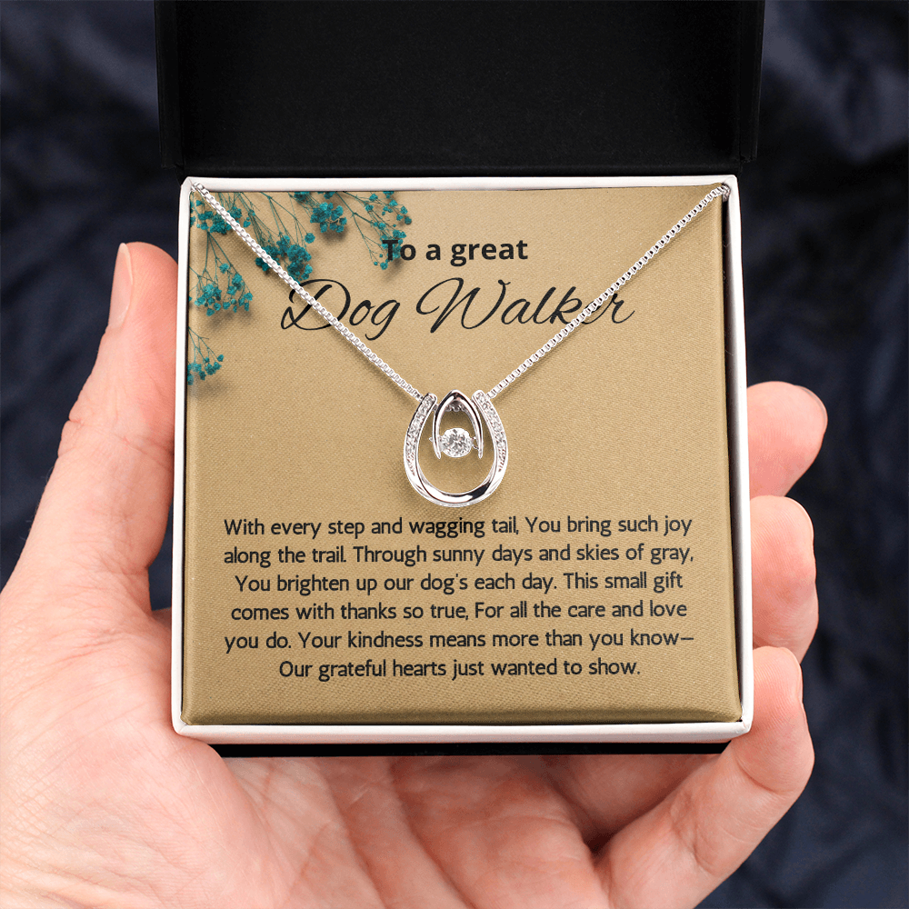 Dog Walker Gift Necklace, Lucky in Love Gift Necklace for Dog Walker, Pet Sitter Gift, Thank you gift, Appreciation Gift for Dog Walker