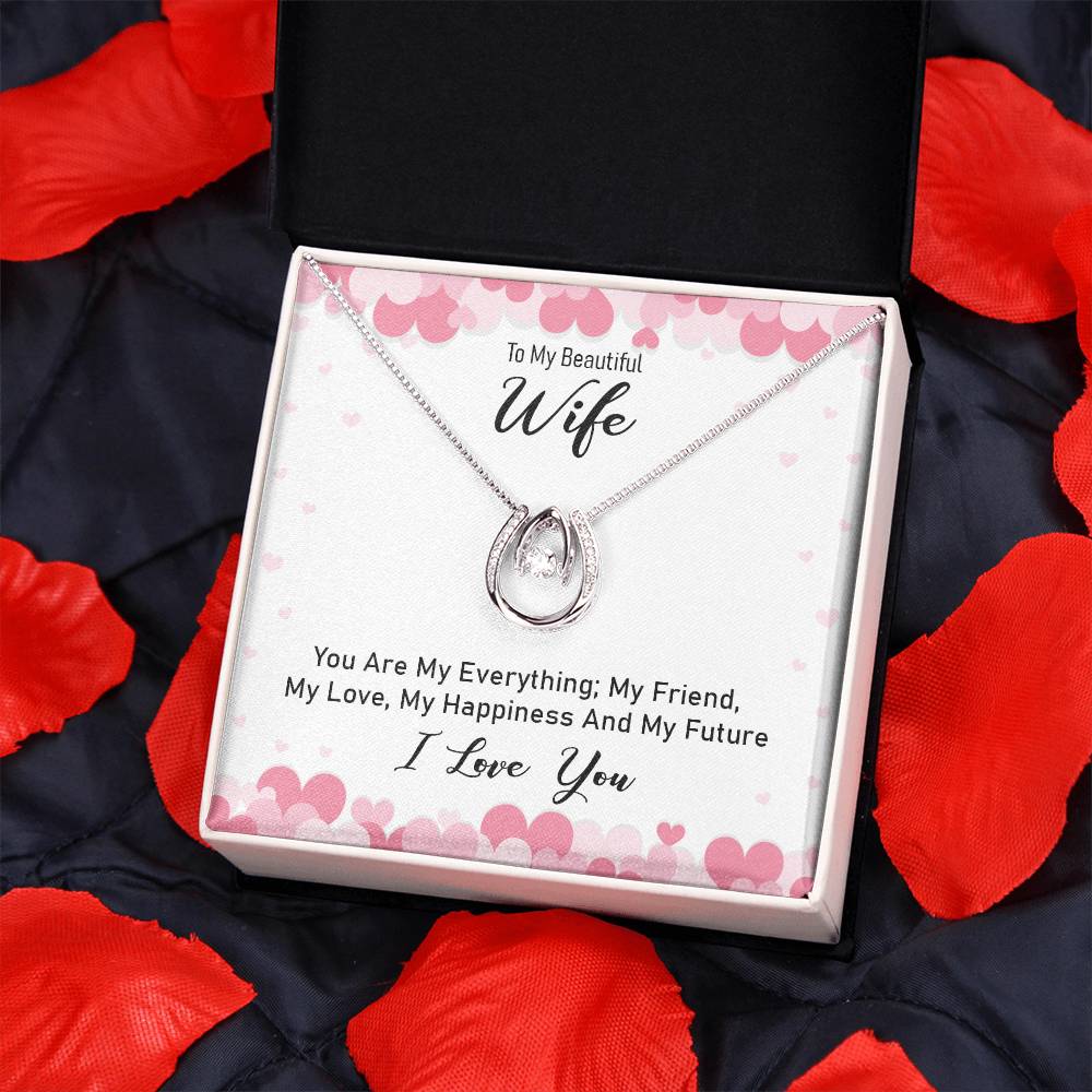 To My Beautiful Wife Lucky In Love Gift Necklace For Anniversary, Birthday Gift Necklace For Wife, Gift From Husband, Birthday Gift Jewelry