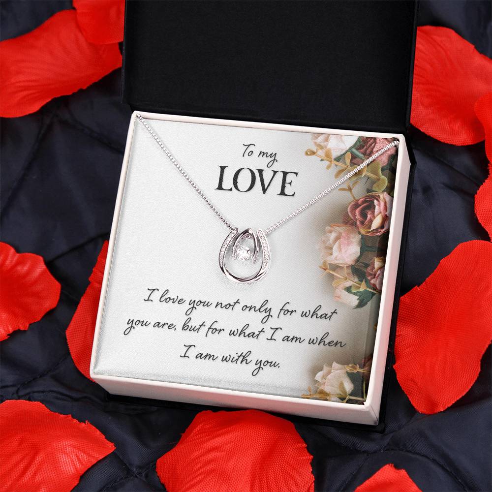To My Love Gift Necklace, Lucky In Love Gift Necklace For Girlfriend, Wife, Mom, Birthday, Anniversary Gift For Soulmate, Gift Jewelry