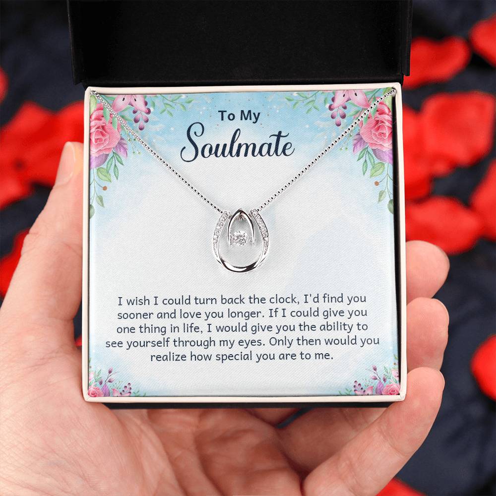 To My Soulmate Birthday Gift Necklace, Lucky In Love Necklace For Girlfriend, Wife, Soulmate, Anniversary Gift Necklace, Valentines Day Gift