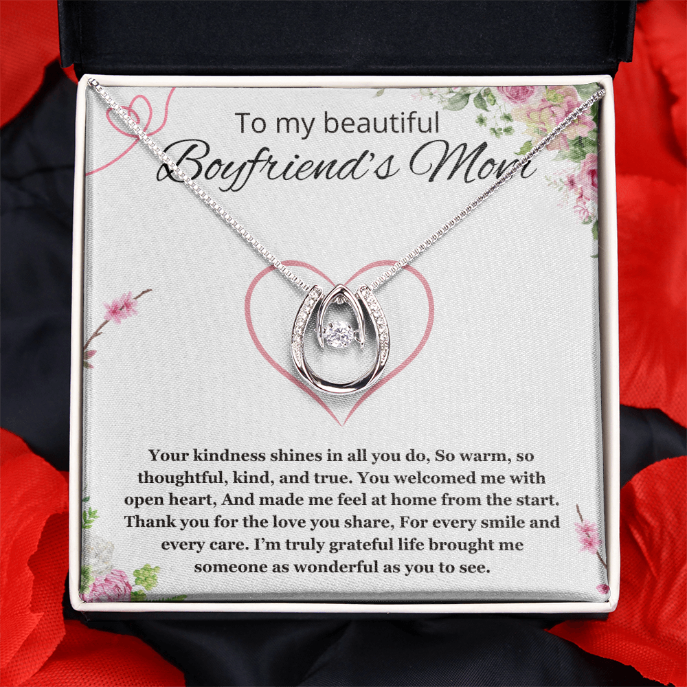 Boyfriends Mom Gift for Boyfriend's Mom, To My Boyfriends Mom Necklace Christmas, Mother's Day Birthday Lucky in Love Jewelry