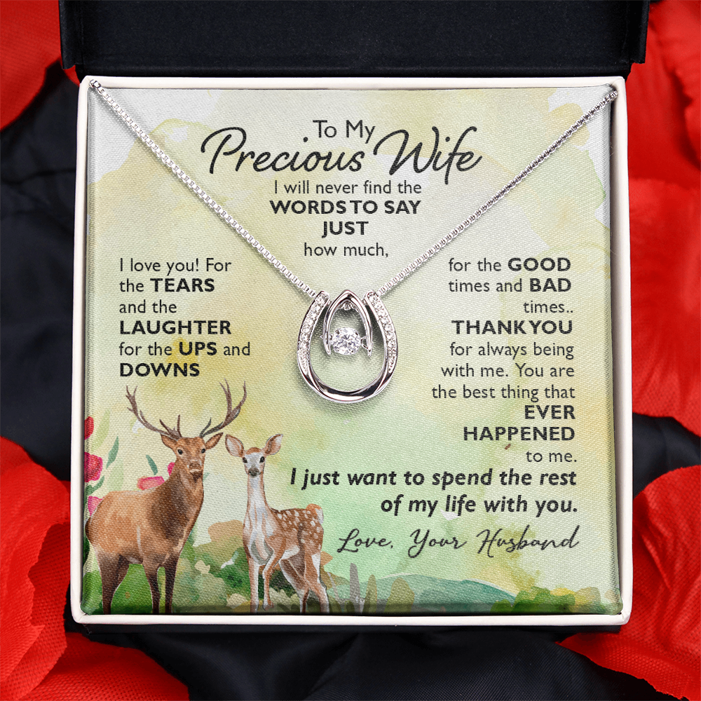 To My Precious Wife Gift Necklace for Birthday Lucky In Love Necklace, Anniversary Gift Jewelry For Wife, Soulmate From Husband, Valentines Day